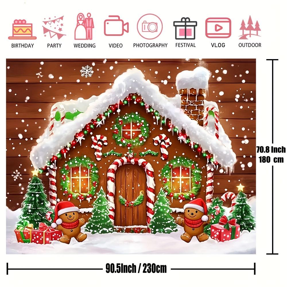 1Pcs Sparkling Gingerbread House Tree Decoration Background Winter Backdrop For Photo Studio Photo Booth Party