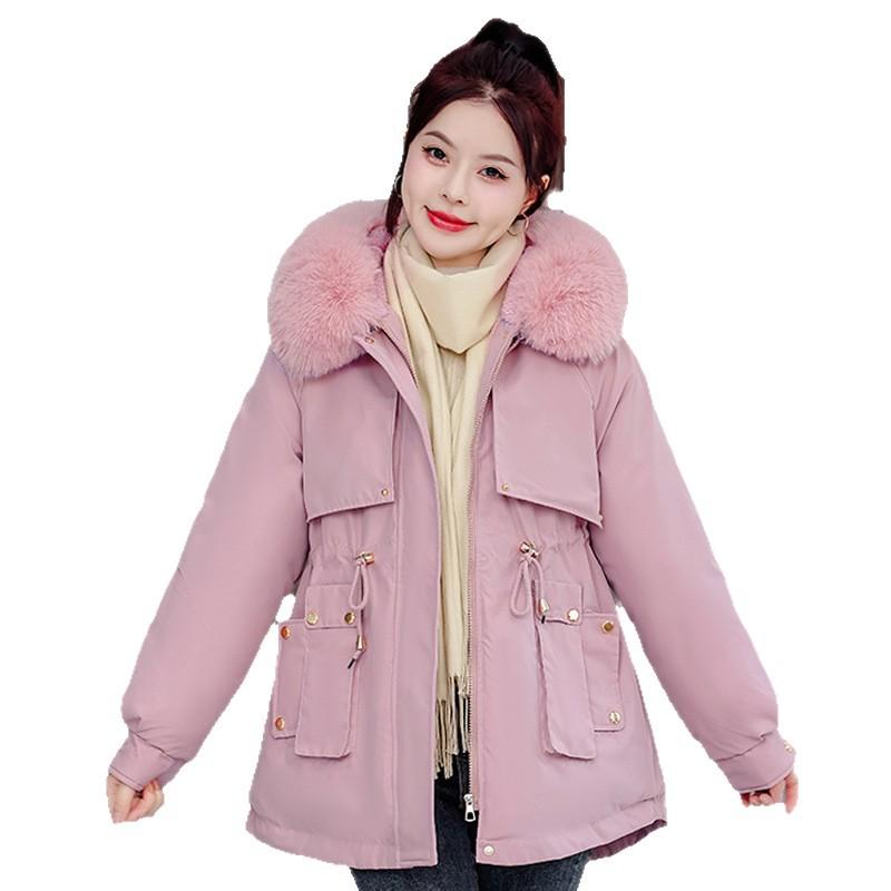 

New Winter Parker Removable Wool Collar Hooded Cotton Coat Korean Version Slim Short Cotton Coat Versatile Women s Jacket XXXL