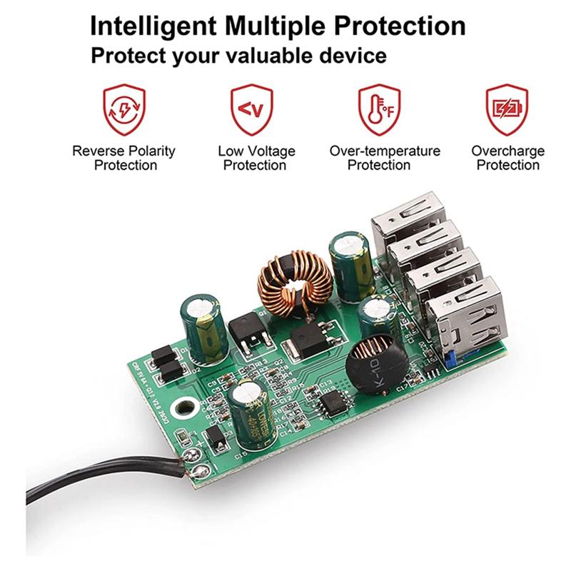 12V/24V na 5V 4-portová USB nabíjačka USB nabíjačka multiportová USB nabíjačka s klipom na batériu pre iné smartfóny a tablety