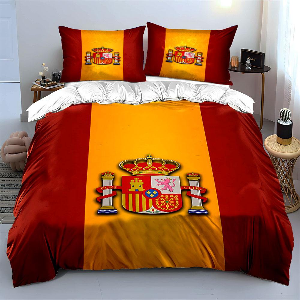Spain Flag Coat of Arms Bedding Bedding Duvet Cover Set Duvet Cover Pillowcases  (1 * Duvet Cover 2 * Pillowcases, Without Duvet Insert)