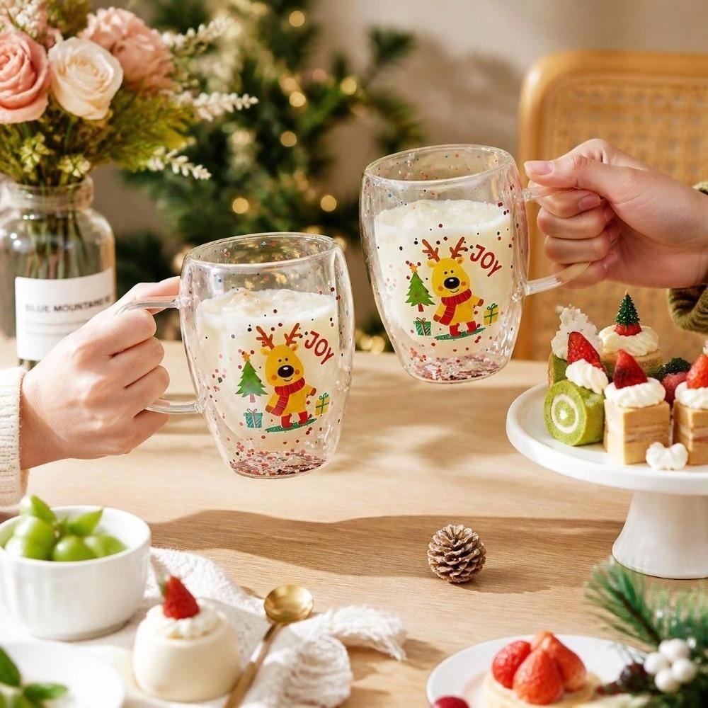 Deer Christmas Wine Glass Snowman Santa Clear Glass Christmas Art Cup  Coffee Enthusiasts