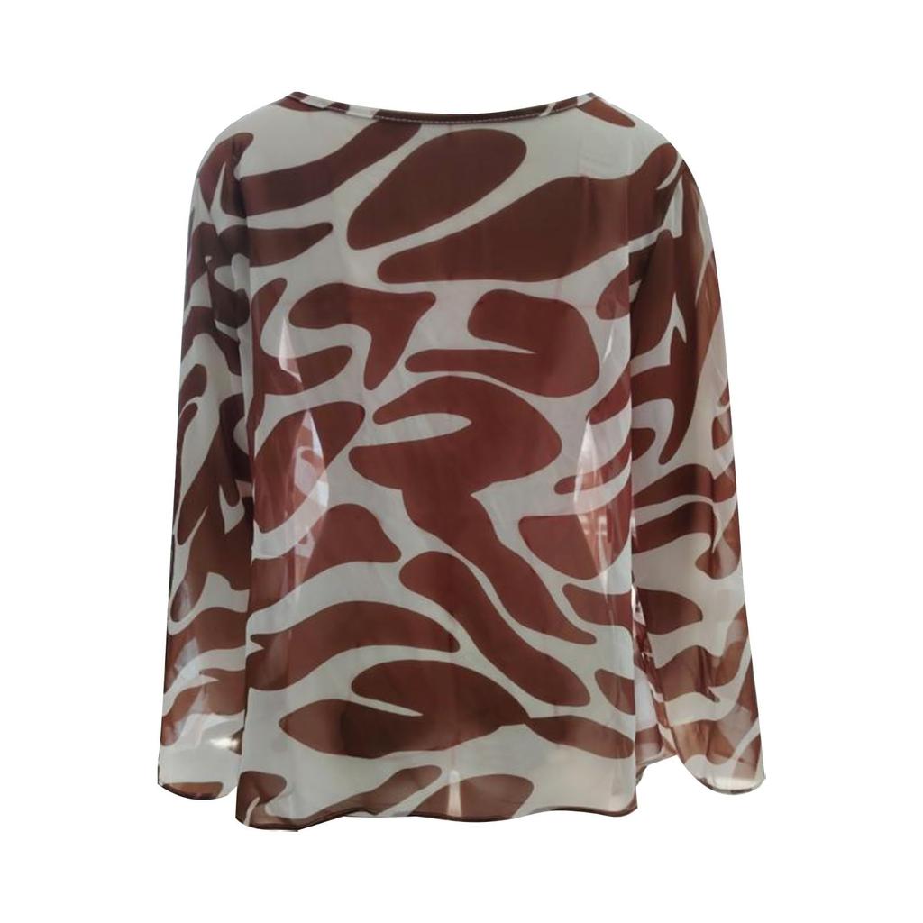 Women's Loose Fit Printed Chiffon Blouse - Short Sleeve Summer Tunic Top, Flowy Casual Shirt for , Beach, Vacation