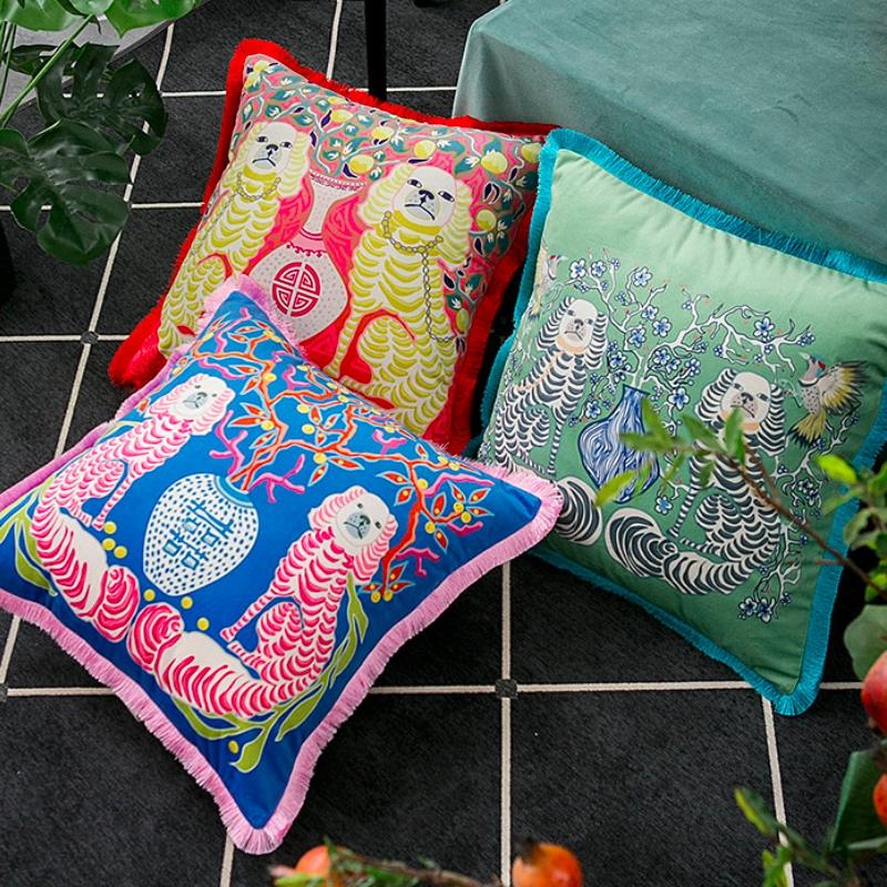Luxus Retro Quaste Tierkollektion Samt Kissenbezug Dekokissen Kunst Haus Haus Hohes Niveau Sofa Stuhl