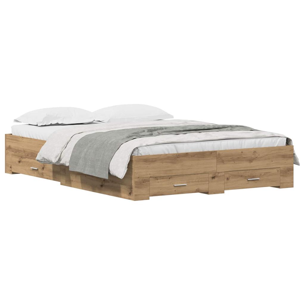 Artisan Oak Bed Frame 135 x 190 cm Wood Based Material