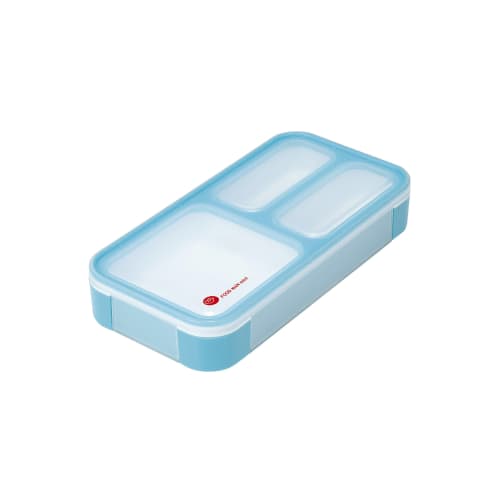 Foodman Bento Box, Slim, Can Be Carried Upright, 400ml, Sky Blue, Leak-Resistant, Double Sealing, Secured with 4-Point Lock, CB Japan DSK