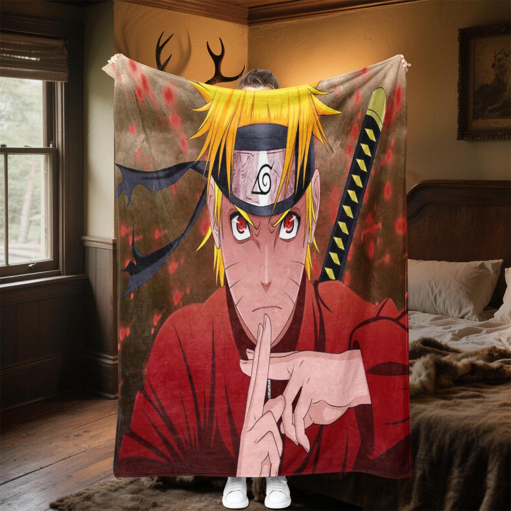 Japanese Anime Cartoon NARUTO Famous Uzumaki Naruto Blanket Soft Home Furnishing Nap Decoration Four Seasons Warm Sherpa Blanket B9