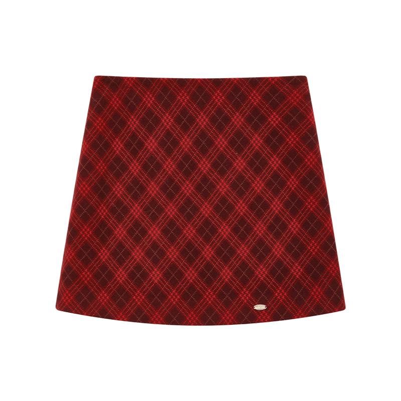 ELLE KIDS Girls' Vintage Red Plaid A-Line Skirt