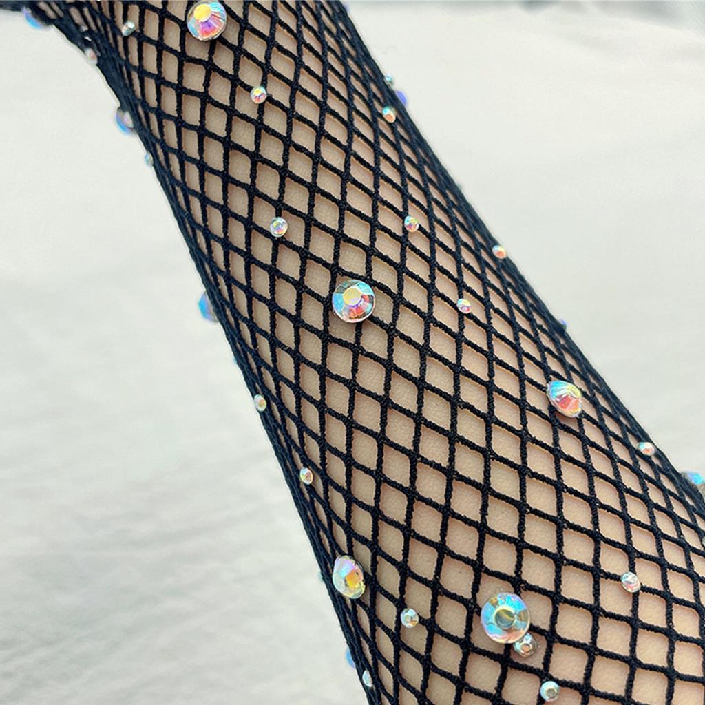 Rhinestones Long Gloves Performance Gloves Mesh Long Gloves With Rhinestones Fishnet Long Gloves Women Dance Gloves