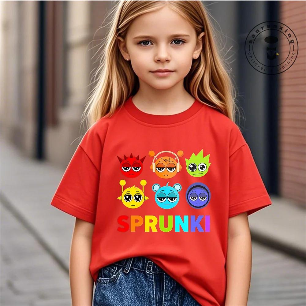 Sommer Kinder T-Shirt Anime Sprunki Grafik Shirt Jungen Mädchen Horror Spiele Oberteile Kurzarm Wildes T-Shirt Cartoon Sprunki T-Shirts 130