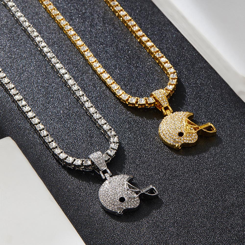 Rugby Helmet Pendant: Hip Hop Street Style Tennis Chain Accessory