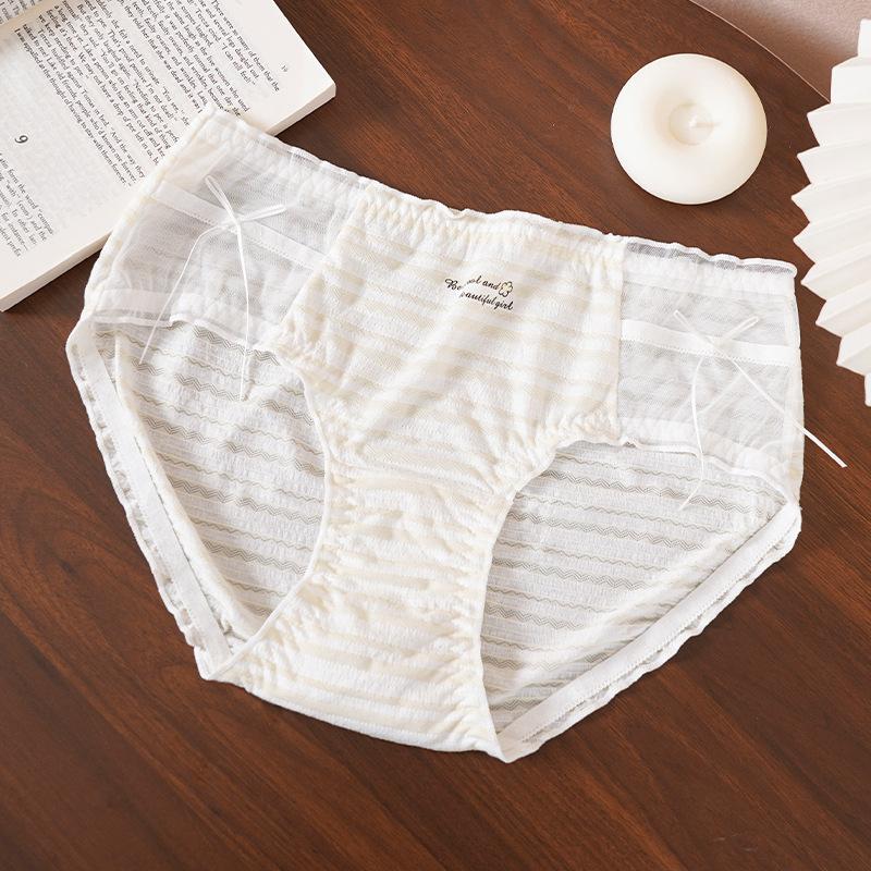 Plus Size Girls Summer Sweet Puff Striped Comfy Crotch Antibacterial Briefs