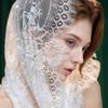 Lace Trim Veil Prayer Shawl Flower Bride Head Gauze Fashion Wedding Lace Shawl  Party