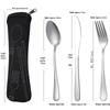 Stainless Steel Portable Cutlery Set with Cloth Bag - Includes Knife, Fork, Spoon & Chopsticks for Outdoor Travel