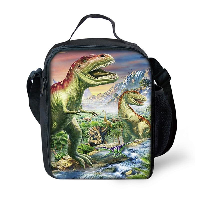 Dinosaur Print DIY Lunch Bag Office Workers School Kids - PVC Insulated Shoulder Cooler