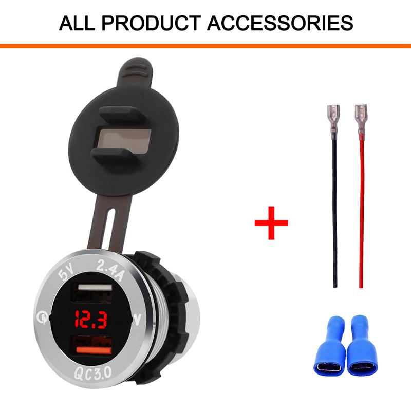 LMoDri Car Quick Charger QC 3.0 Power Adapter Dual USB Vehicle DC 12 V-24V Cigarette Socket Lighter 2 Porf For iPhone