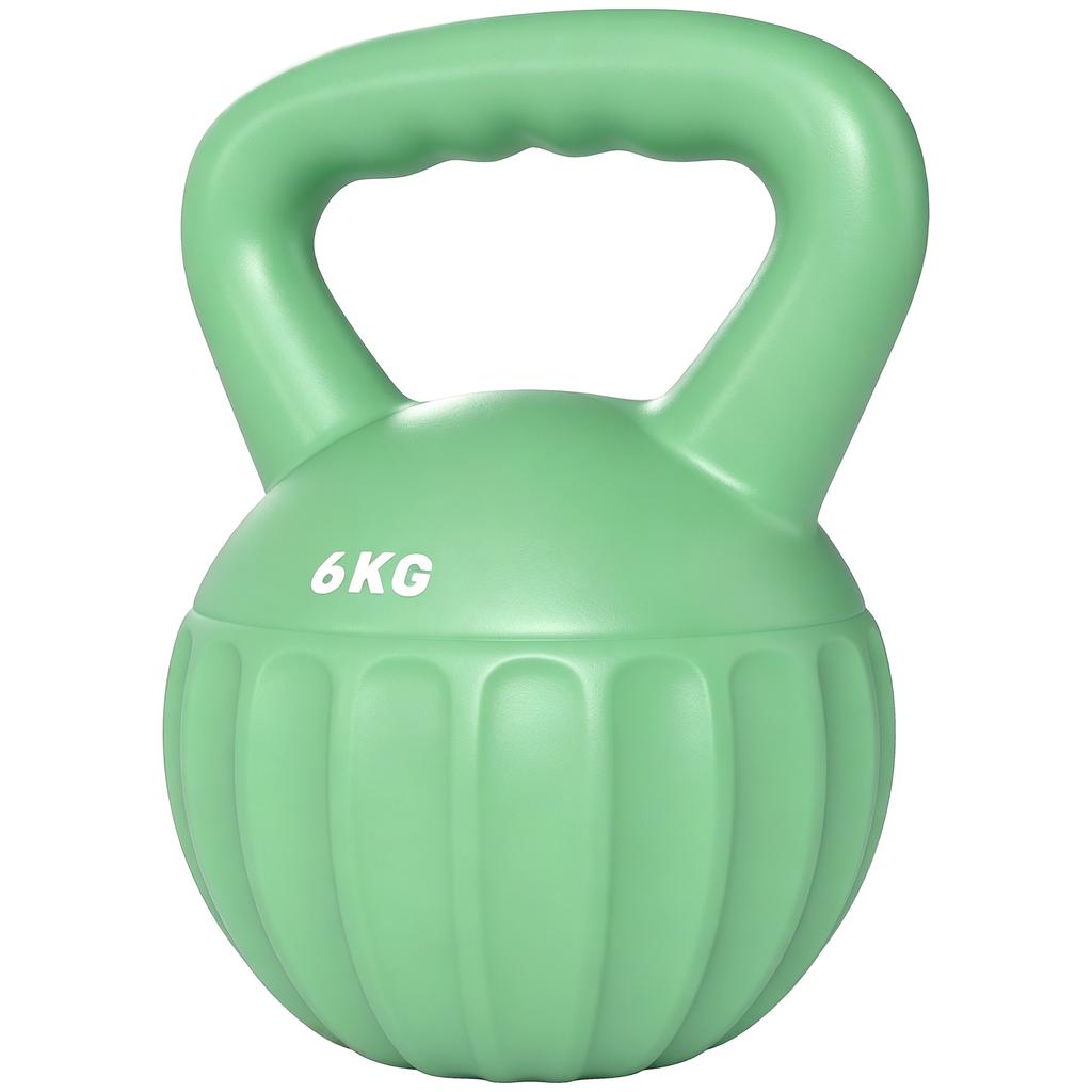 Kettlebell 6 kg Weight Dumbbell Filled with Sand for Beginners Home Strength Training 17 x 17 x 23 cm Green