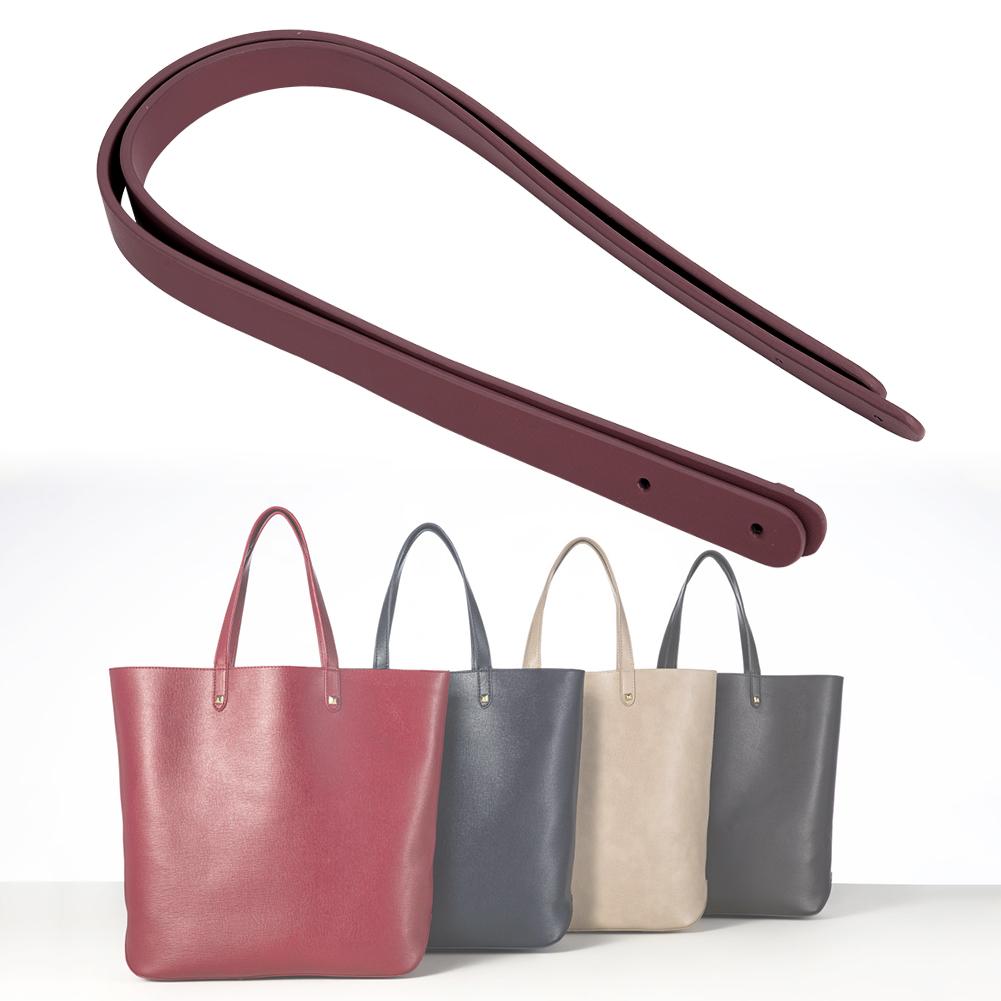 2Pcs Bag Hand Strap Split Leather DIY Hand Made Handbag Parts with 8 Sets Light Gold Rivet Set(Wine