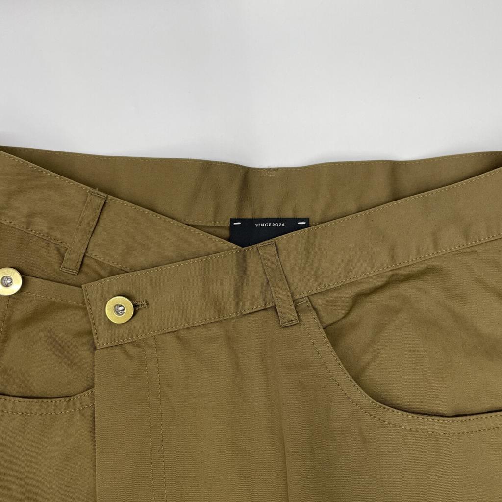 Conte 25Stainless Steel 8514-144-0030 Khaki Cotton X Linen Wrap Chino Tapered Wide Pants Bottoms 38 khakiUsed