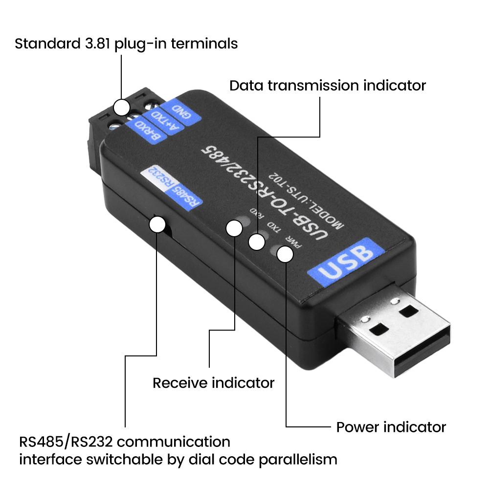 USB to RS485/RS232 Communicate module 2-Way half-duplex Serial Converter CH343G chip Signal Process Support Windows,MacOS,Linux