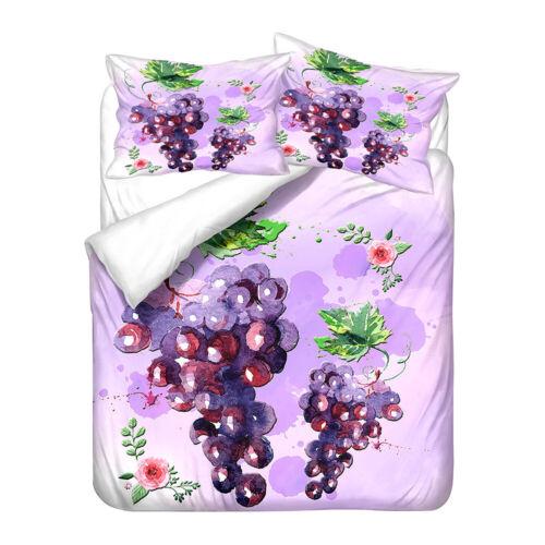 Grapes Wine Blueberry Rose Flower Bedding Duvet Doona Quilt Cover Holiday Gift