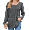 Fall Winter New Women's Solid Color Crew Neck Striped Loose Long Sleeve T-shirt Top, Leisure Leisure Foreign Trade for Europe America