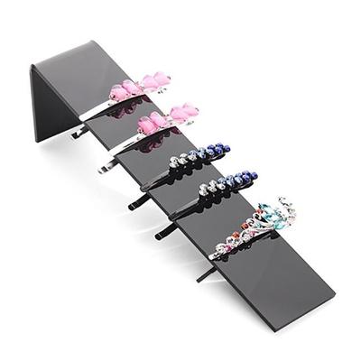 Cross-border Acrylic L-shaped Hair Clip & Jewelry Display Stand - Black Transparent.