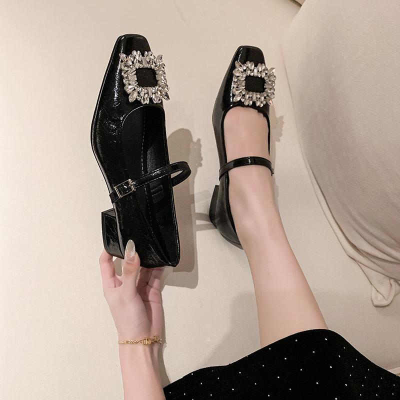 Fashion Spring 2025 Elegant Fashion Hot Seller High Heel Diamond Embellished Square Toe Women's Single Shoes Versatile