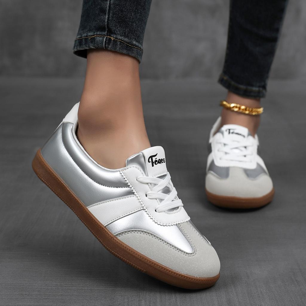 Women's Retro Casual Sneakers PU Leather Non-slip Sports Shoes Soft Sole Non-slip Footwear for Walking Traveling