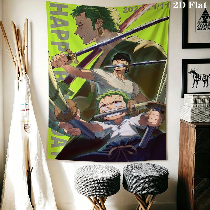Roronoa Zoro Wall Tapestry Aesthetic Wall Hanging Printed Fabric Blanket Decorative Tapestries For Bedroom Living Room Home Decor