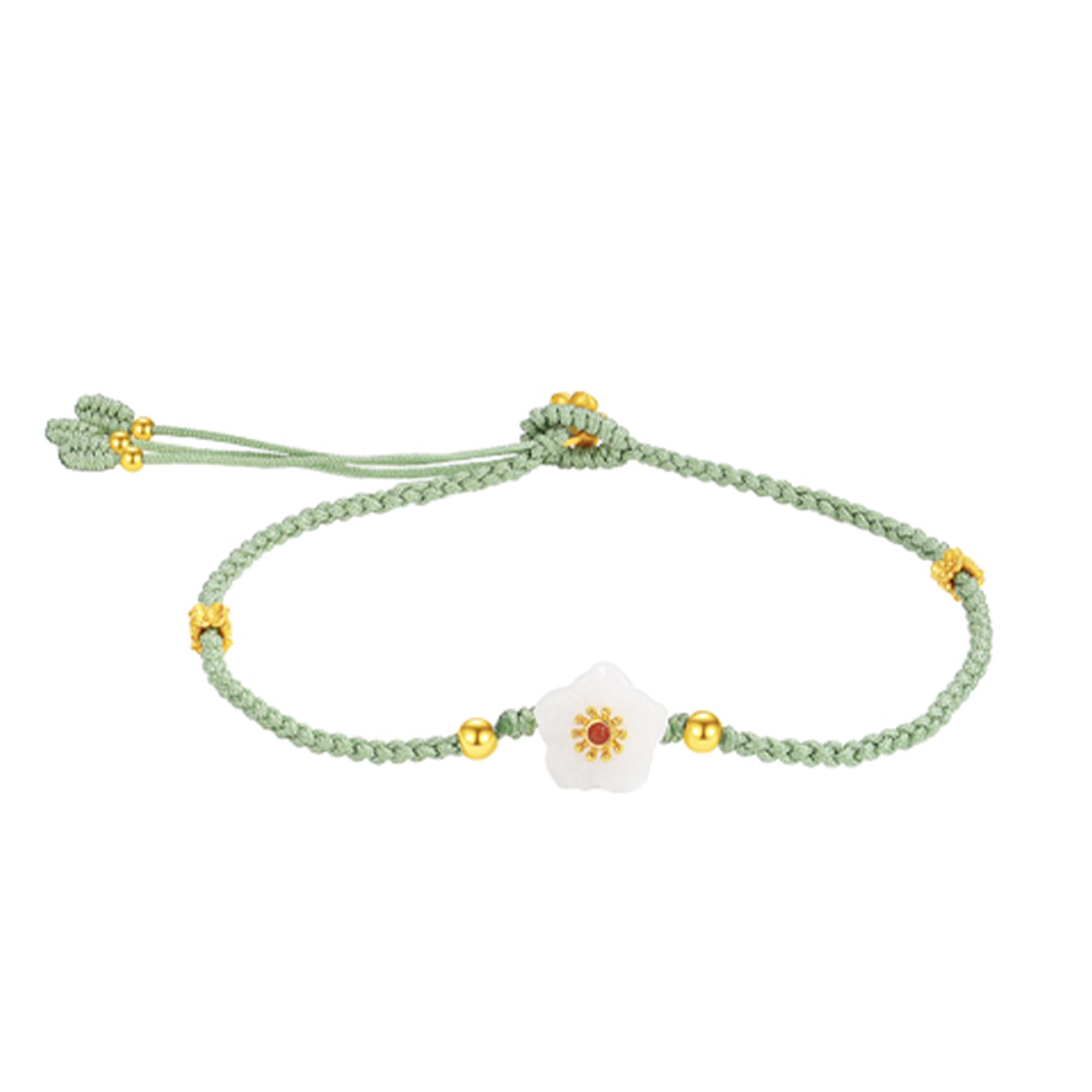 

Anklet for Popular Cherry Blossom Spring Green Misanga Natural Stone Anklet Hypoallergenic Japanese Style Good Luck Purification Amulet Lucky Charm