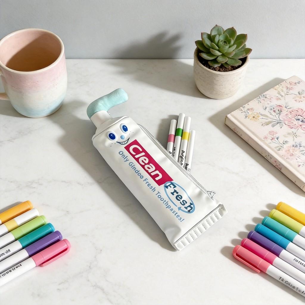 Creative Toothpaste Pencil Case With Large Capacity For Students Desk Organizer And Stationery Storage