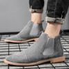 New Men Leather Casual Shoes Pointed Toe Heels Dress Shoes Street Fashion Slip-on Chelsea Shoes