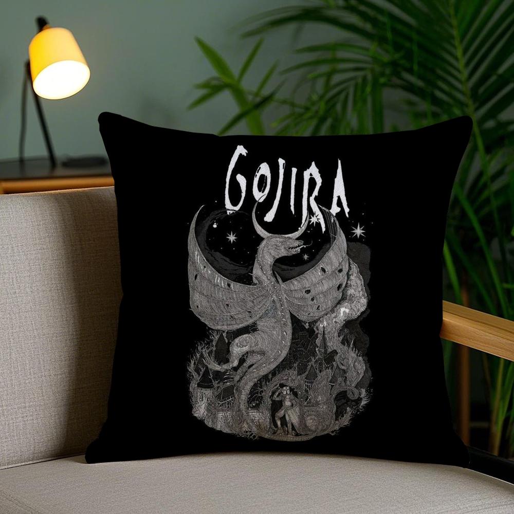 Rock Band G-Gojira Cushion Cover Plush Fabric Soft Double-Sided Printed Invisible Zipper Sofa Pillow Case Home Decor
