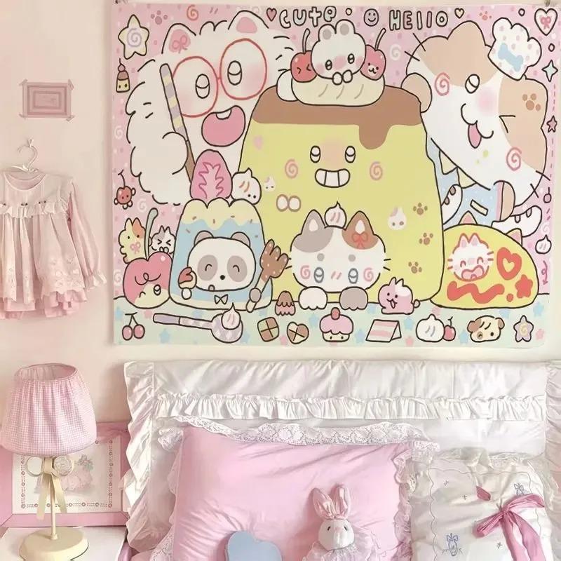 Cute Laundry Bunny Cartoon Cute Little Bunny Kawaii Subculture Sweet Cool Girl Room Decoration Suitable For Outdoor Living Room 100X70CM