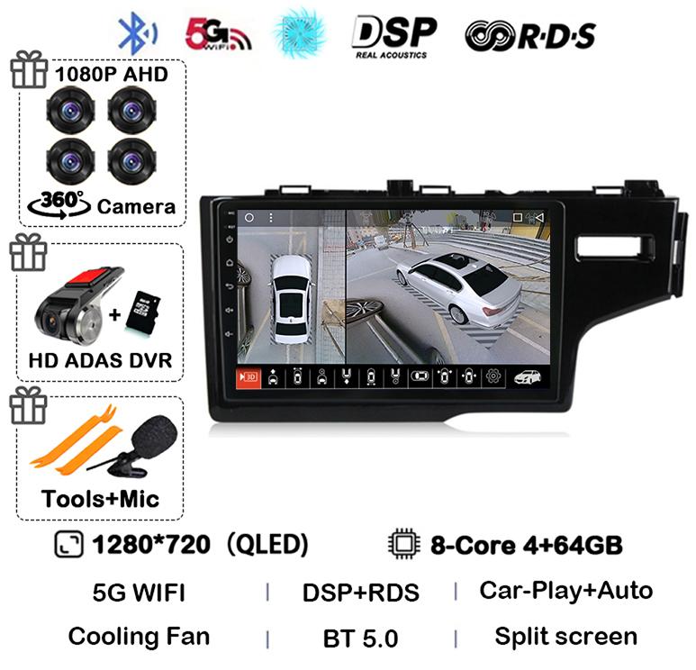 Android 14 Auto For Honda Jazz 3 2015-2020 Fit 3 GP GK 2013-2020 RHD Car Radio Multimedia Player Navigation Stereo GPS Head Unit