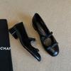 Sheepskin Temperament Double Bow Polished High Heels Retro Light Mouth Versatile Leather Shoes Mary Jane Shoes Women's Single Shoes