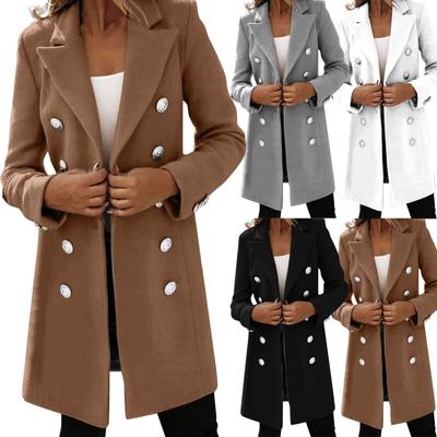 Women's  And Winter Long-Sleeved Suit Collar Double-Breasted Neko Jacket