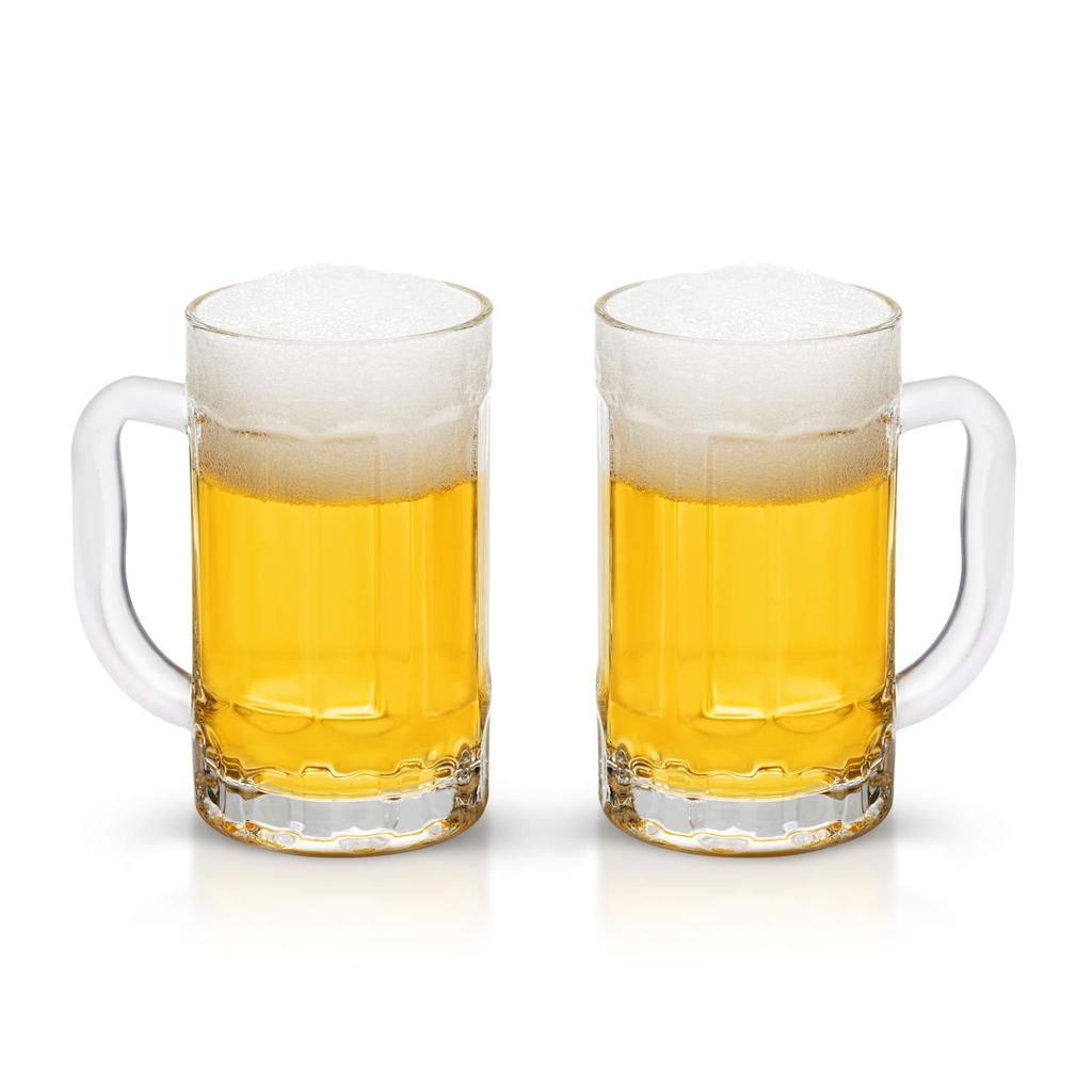 2 Pack Clear Large Beer Mug, 14oz Glass Tumbler with Handle, Large Tea Tumbler, Durable as Gift for Men