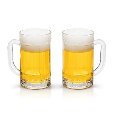 Balení 2 velkých průhledných pivních hrnků, skleněný hrnek o objemu 14 oz s uchem, velký hrnek na čaj, odolný jako dárek pro muže