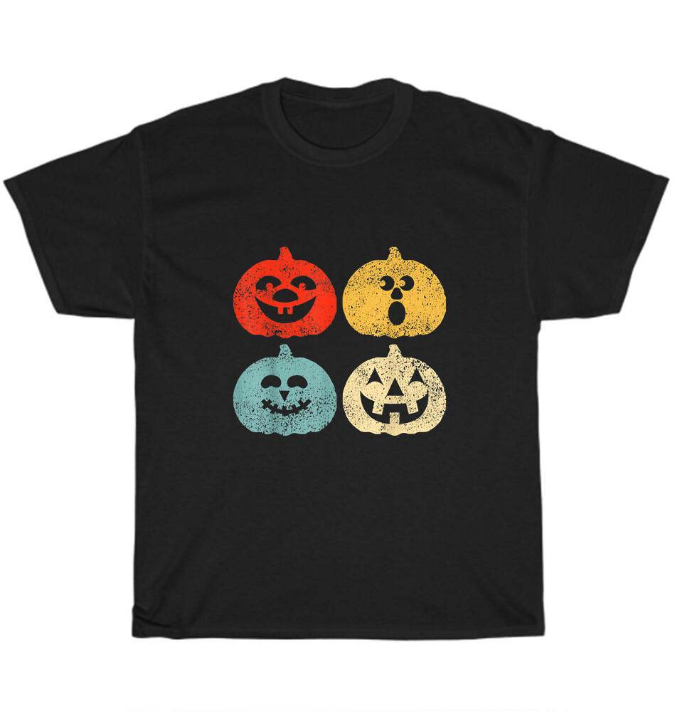 

Vintage Retro Halloween Party Scary Pumpkin Ghost Jack O Lantern T-Shirt Unisex XL