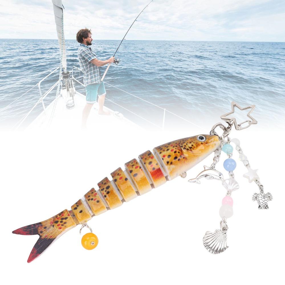 Spotted Yellow Fish Keychain ABS Articulated Fish Keychain Cute Fishing Bait Keychain For Bag