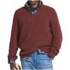 Men's Casual Loose Solid Color Semi-zipper Stand-up Collar Sweater, Men's Warm Long-sleeved Pullover Knitted Sweater