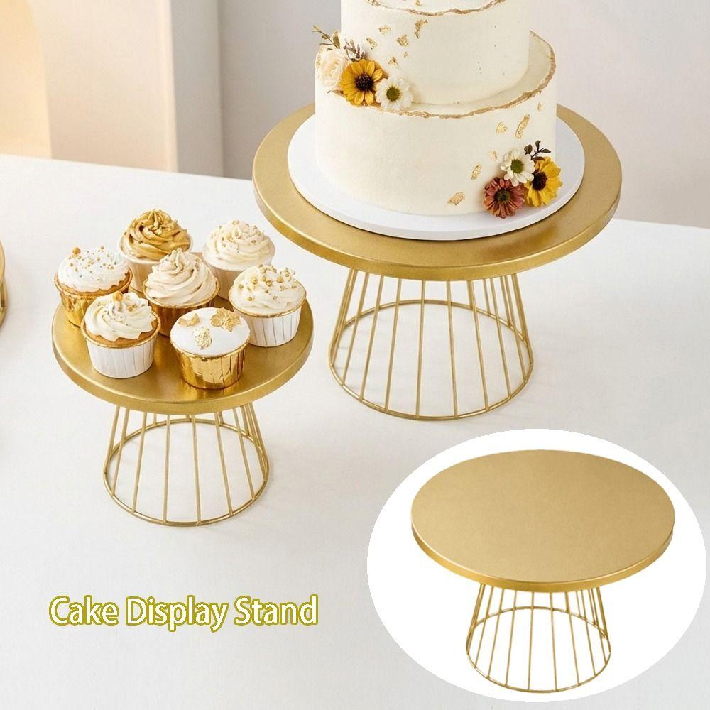 Elegant Metal Cake Display Stand Round Shape 20/25cm Dessert Rack Gold Color Events Decoration Round Cake Stand Wedding Party