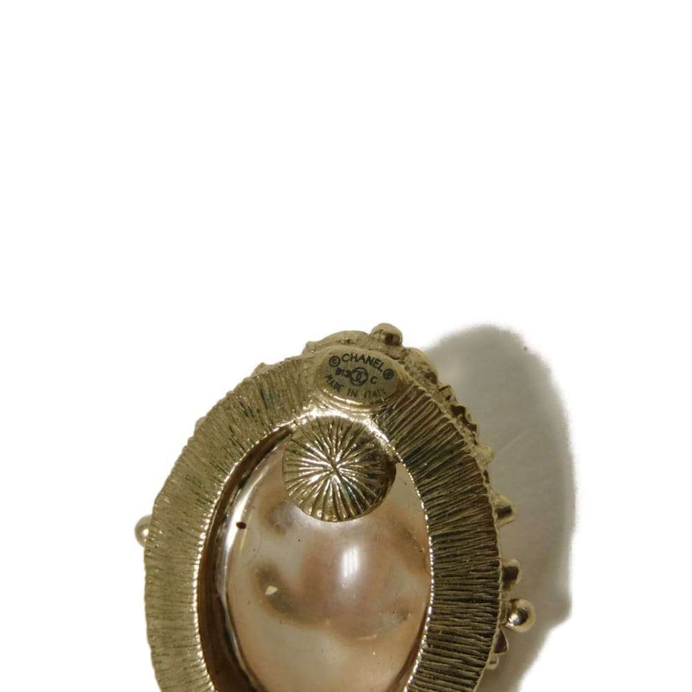 Used 10097 COCO Mark Gripoa 7982 B13C Champagne Gold Clip-on CC Mark Colored Stone Clear Pink Beige Women's from Japan