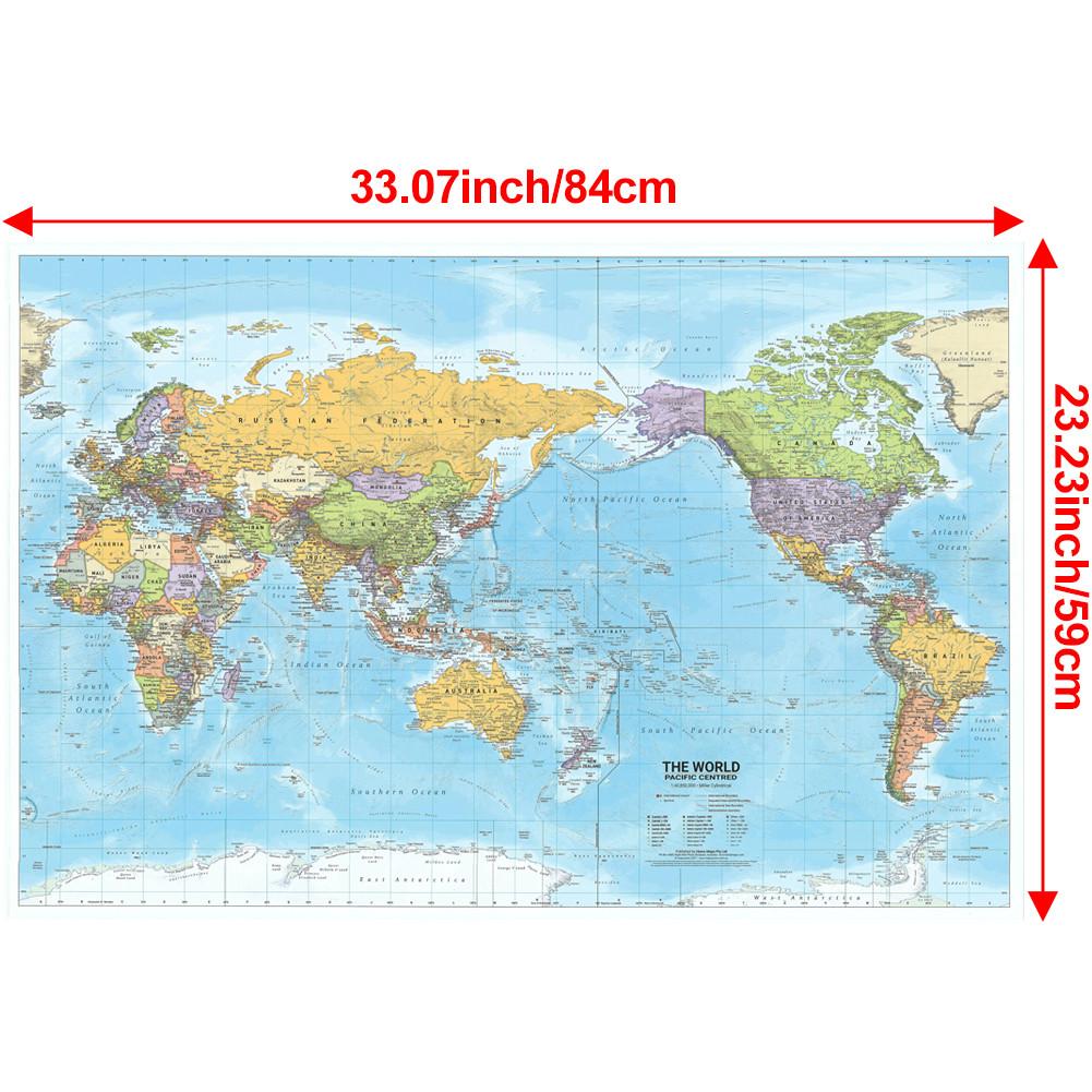 Polyester,Englische Karte-Weltkarte Politische Verteilung 2012 Jahr Wandhängendes Poster Dekor Reise-/Bildungsmaterialien