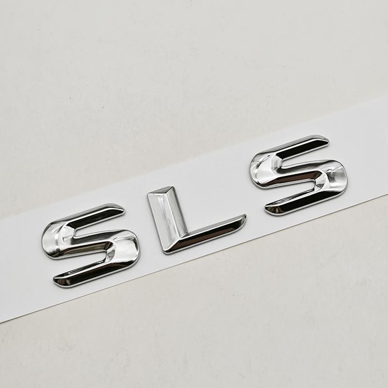 AATQ1 3D ABS Car Letters Logo SLS Badge Rear Trunk Emblem Decals For Mercedes Benz SLS C197 R197 Tail Marking Accessories