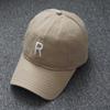 Vintage Washed Cotton Letter R Embroidery Baseball Cap Adjustable Soft Dad Hat Casual Outdoor Sun Hat for Men Women Daily Streetwear