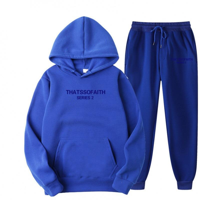 Independent Station Europe and the United States popular women's clothing letter printing hooded sweater fashion casual hair grabbing trousers set