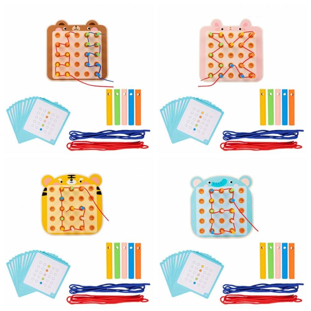 Montessori Activity Wooden Threading Lacing Toy Kids Rope Threading Game  Fine Motor Skills