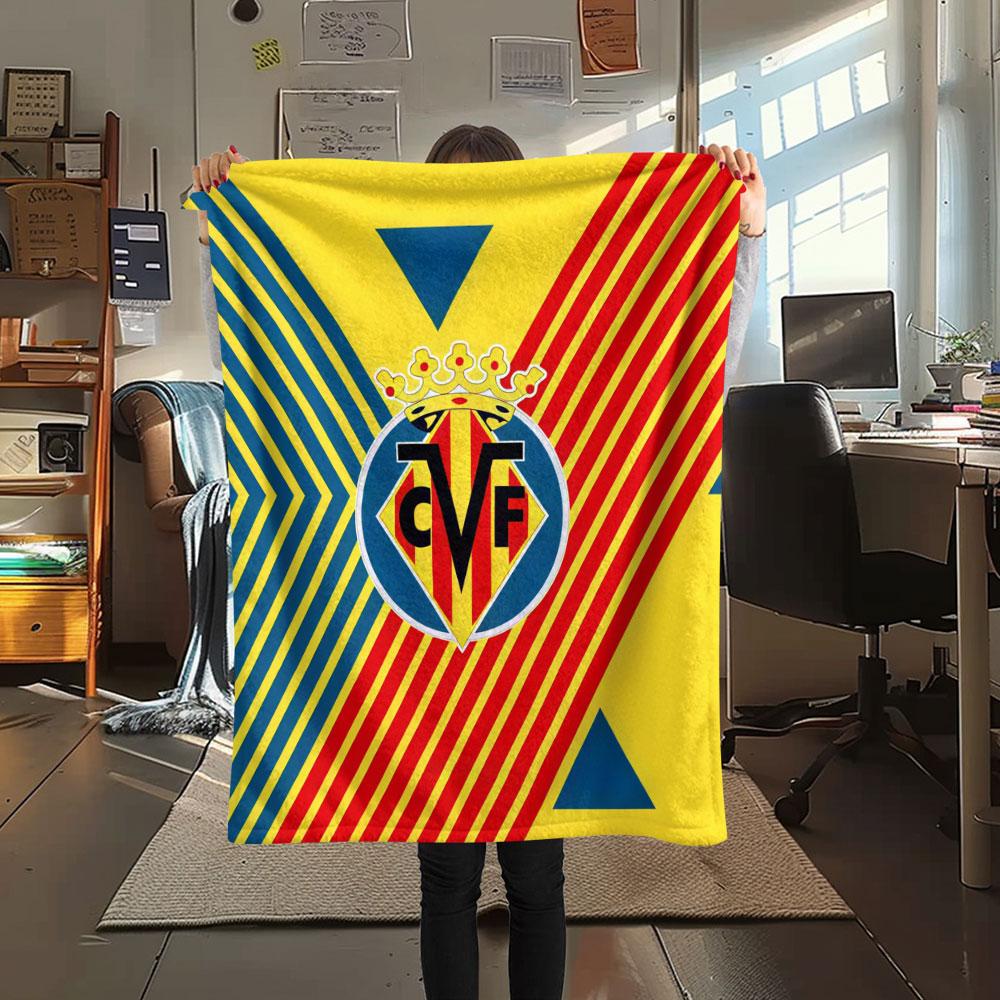Coperta in Flanella con Logo Villarreal, Alta Qualità, Confortevole per Tutte le Stagioni, Decorazione per la Casa, Calore e Comfort